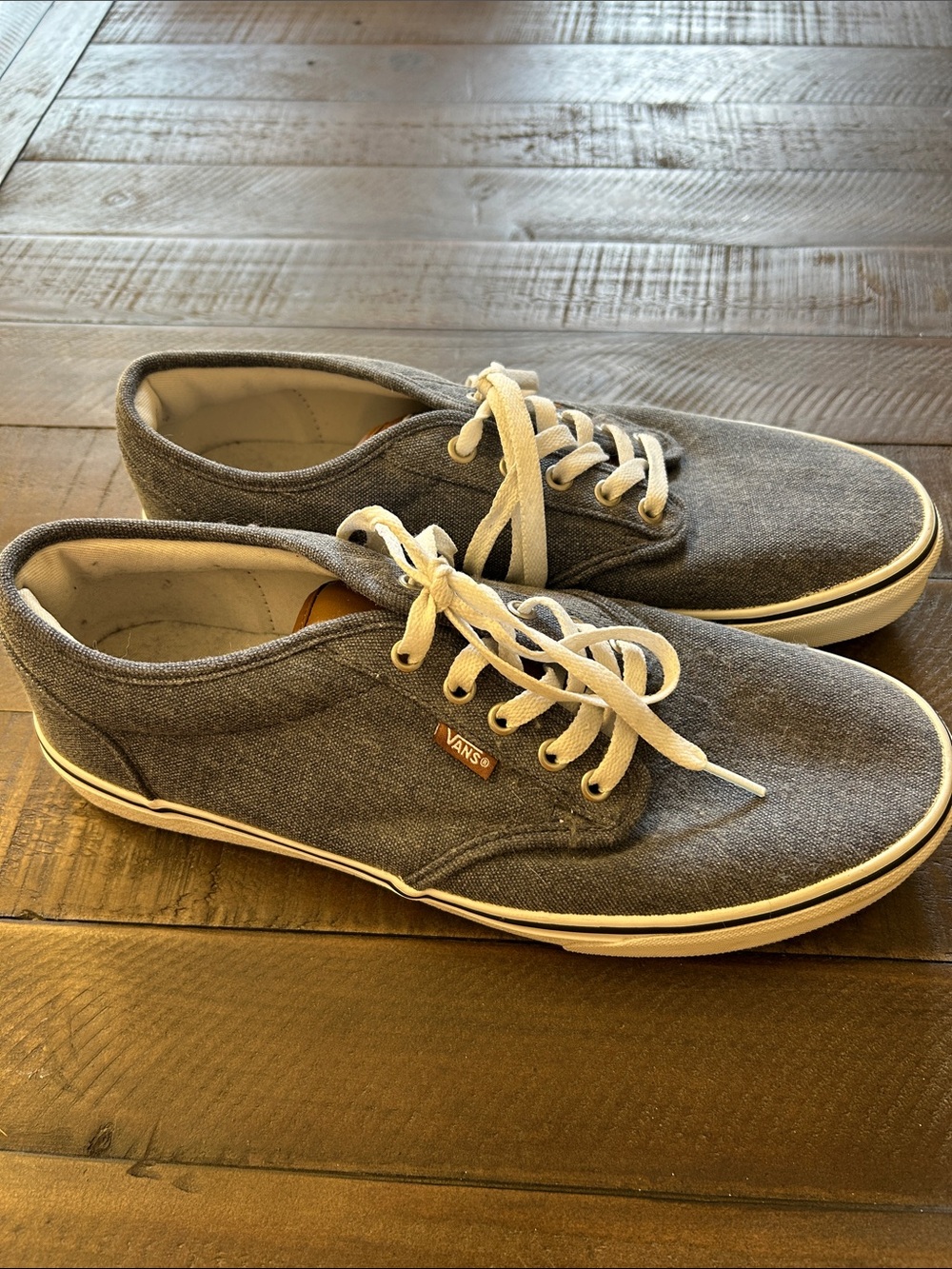 Vans Gray Canvas Low-Top Sneakers with White Laces